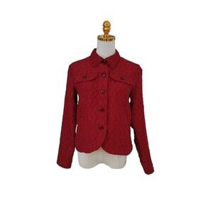 Coldwater Creek Women's XS Quilted Button Up Blazer Top Work Career Modest Comfy